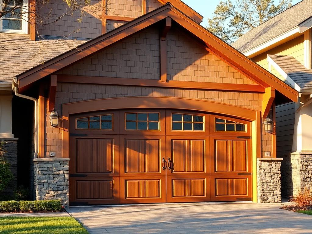 Modern garage door matching contemporary home architecture