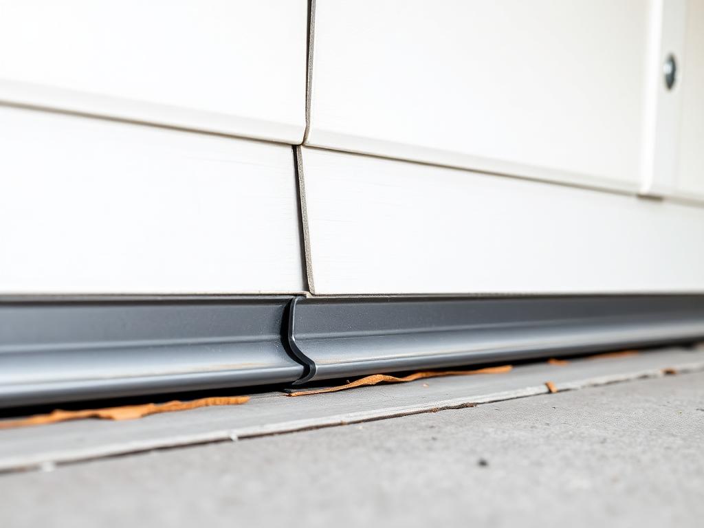 Garage door weatherstripping installation showing proper seal technique